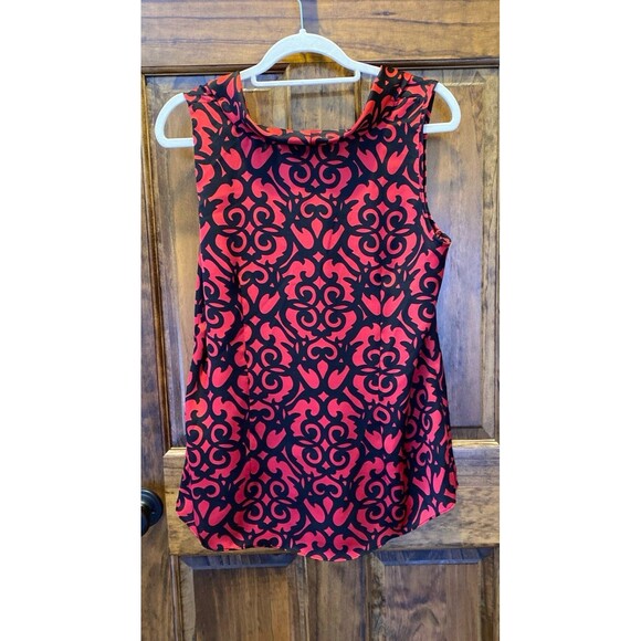 New Directions Blouse Size Large Top Gorgeous Red & Black Pattern Sleeveless - Picture 4 of 9